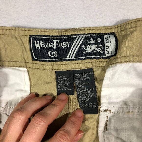 Wear First Shorts Mens 38 Legacy Belted Cargo Shorts Khaki 818853 NEW - Picture 10 of 12